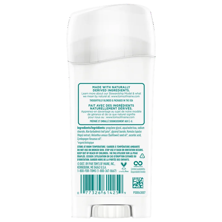 Tom's of Maine Long-Lasting Aluminum-Free Natural Deodorant , Unscented, 2.25 oz.