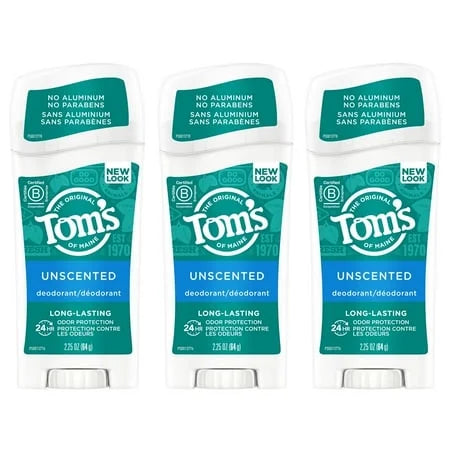 Tom's of Maine Long-Lasting Aluminum-Free Natural Deodorant , Unscented, 2.25 oz. (3 Pack)