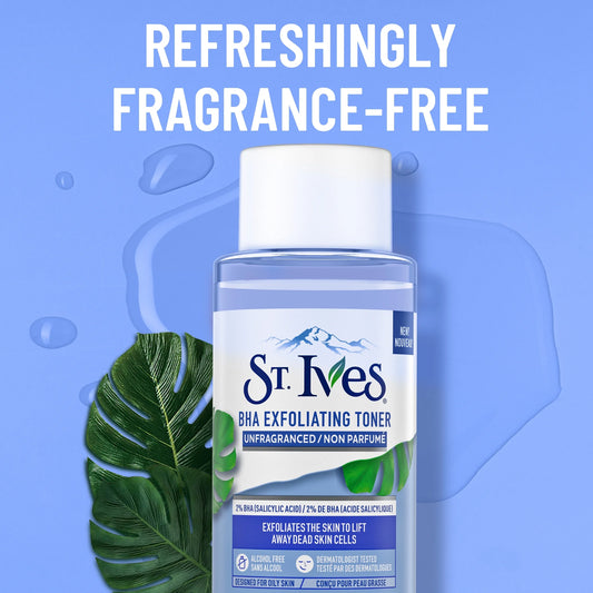 St. Ives BHA Exfoliating Face Toner for Women, Unfragranced Exfoliant for Oily skin 6.68 oz